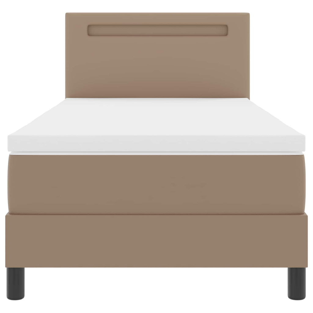 Cama tipo Box Spring Capuchino 100 x 200 cm Cuero sintético