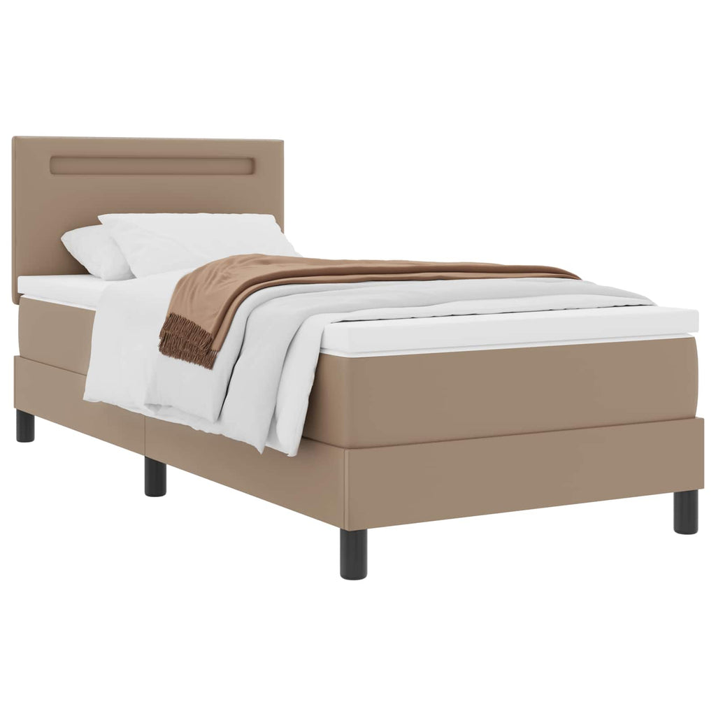 Cama tipo Box Spring Capuchino 100 x 200 cm Cuero sintético