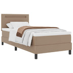 Cama tipo Box Spring Capuchino 100 x 200 cm Cuero sintético