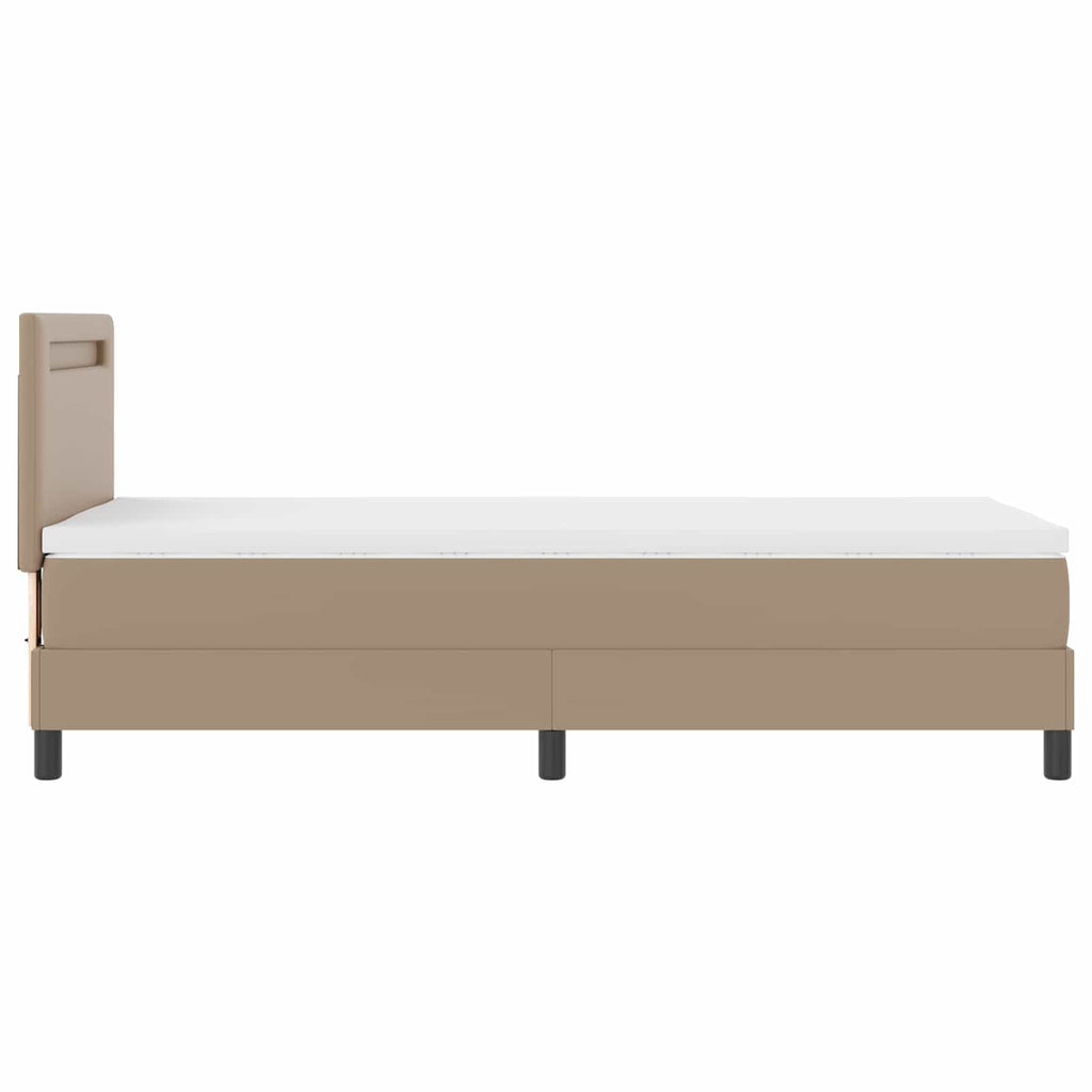 Cama tipo Box Spring Capuchino 100 x 200 cm Cuero sintético
