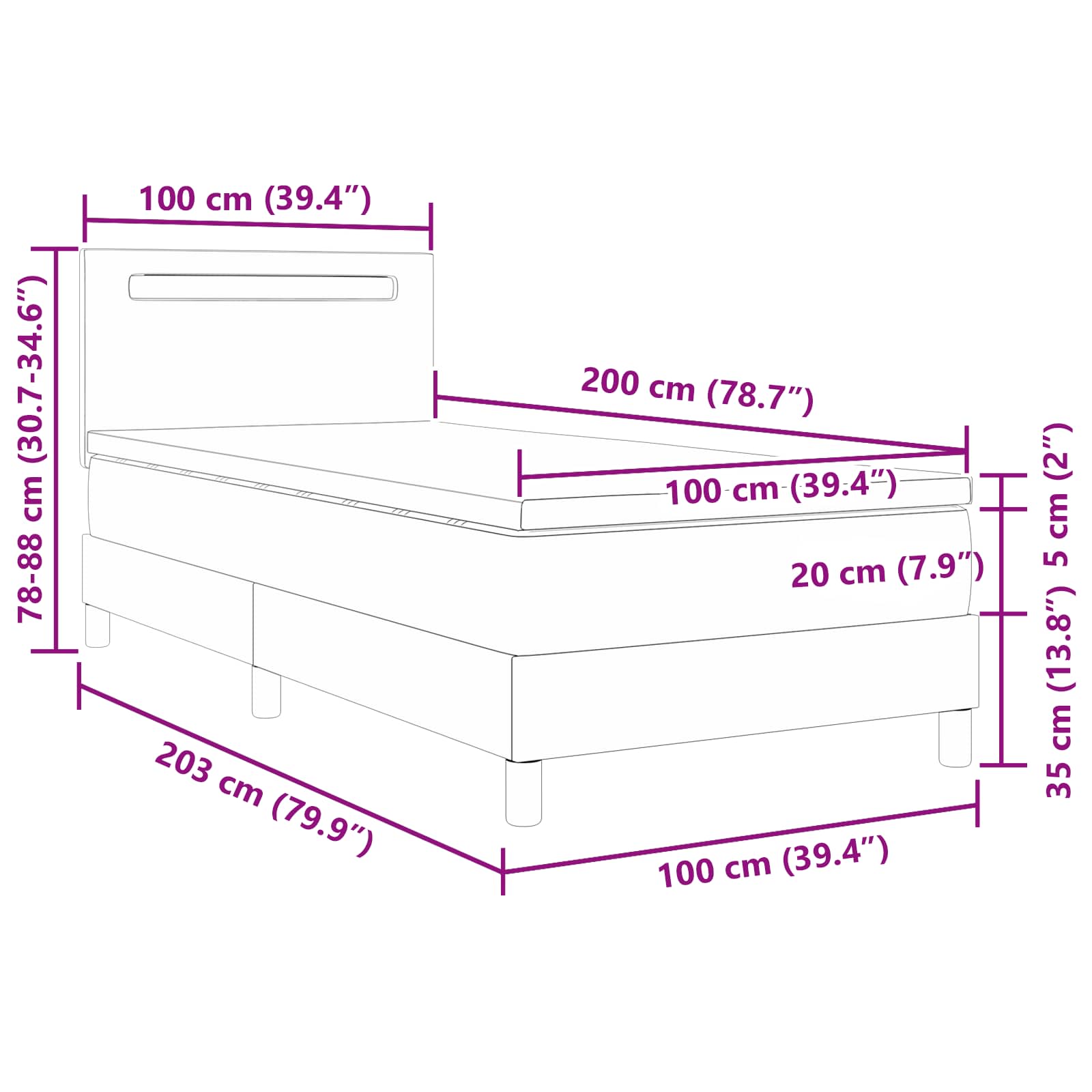 Cama tipo Box Spring Capuchino 100 x 200 cm Cuero sintético
