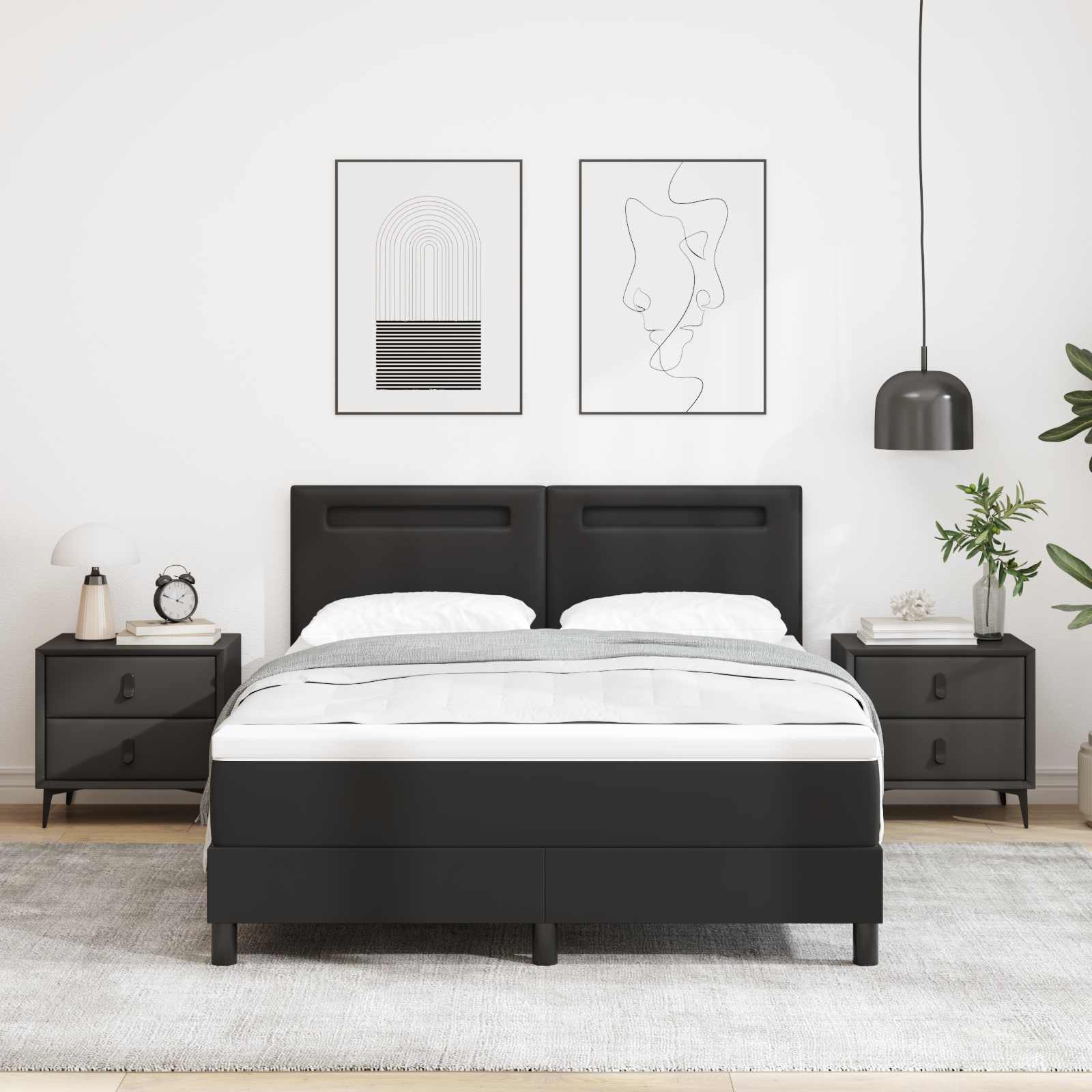 Cama Box Spring Cappuccino 100 x 200 cm Couro sintético