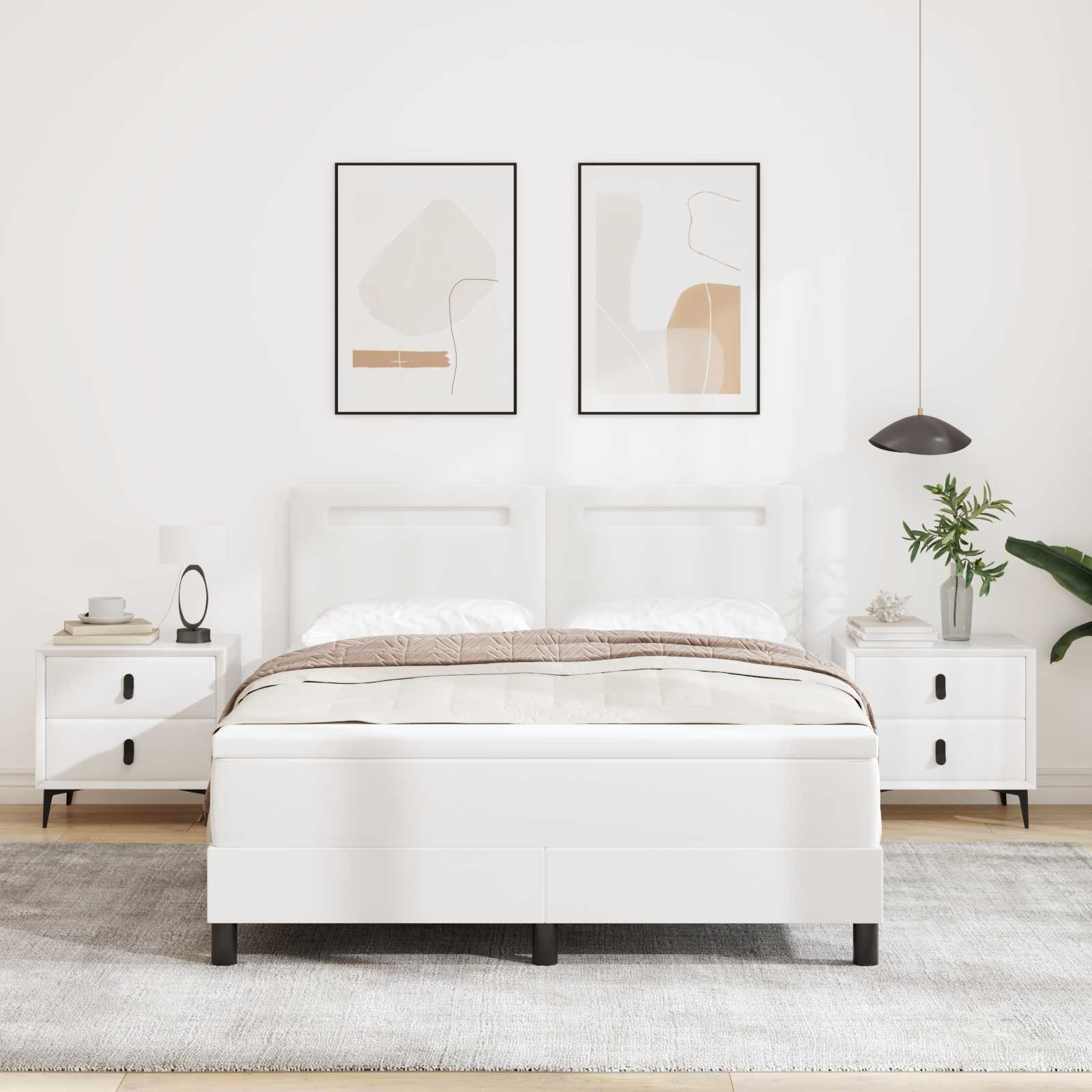 Cama Box Spring Cappuccino 100 x 200 cm Couro sintético