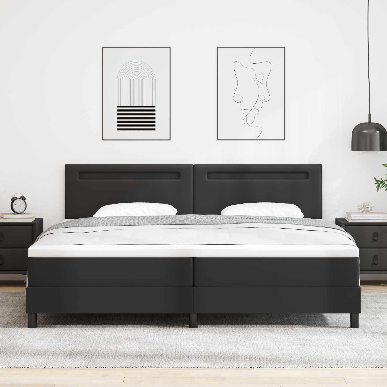 Cama Box Spring Cappuccino 100 x 200 cm Couro sintético