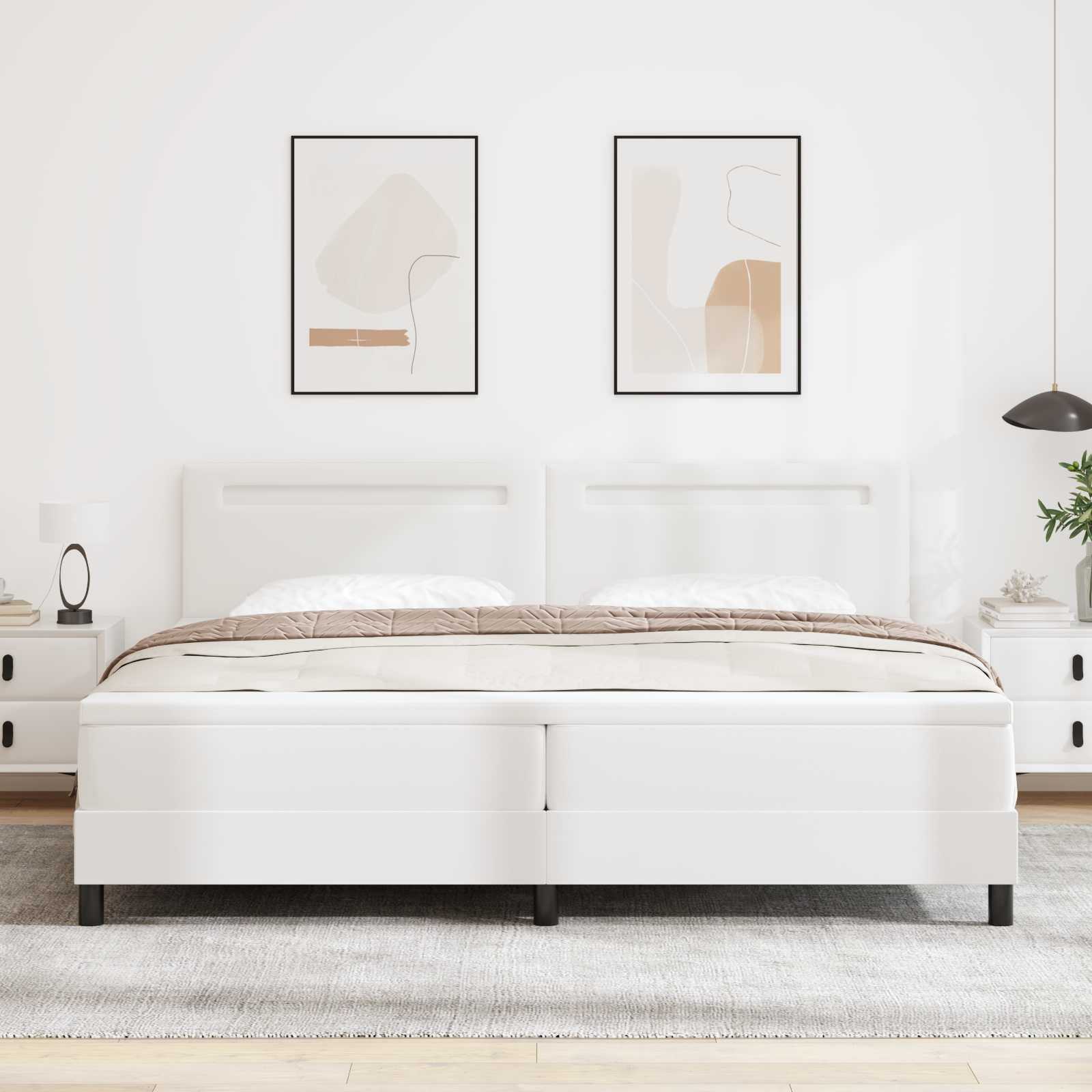 Cama Box Spring Cappuccino 100 x 200 cm Couro sintético