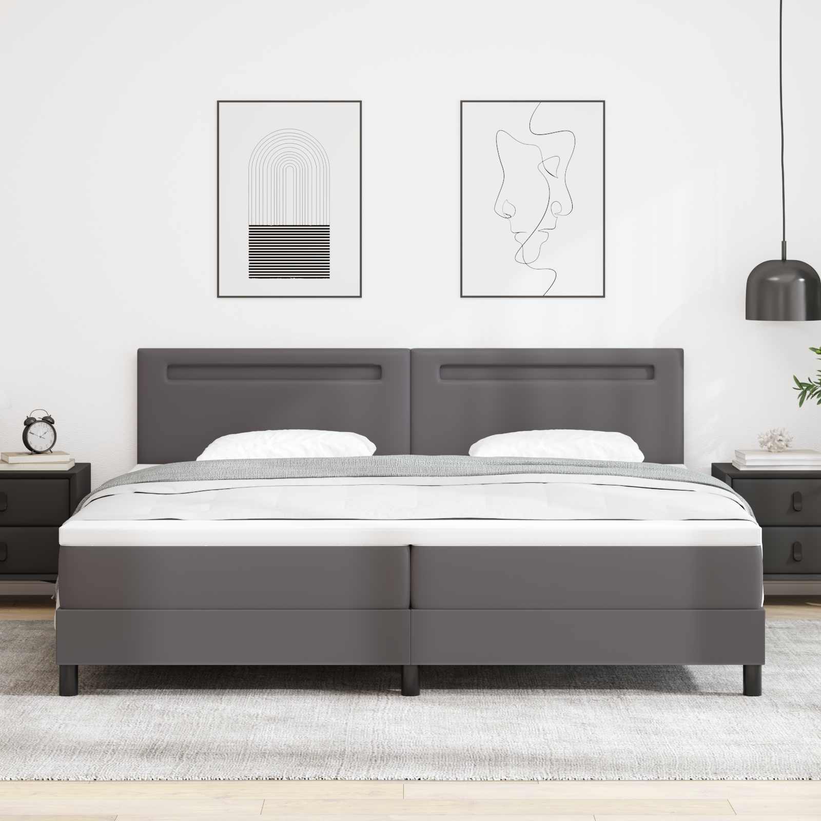 Cama Box Spring Cappuccino 100 x 200 cm Couro sintético