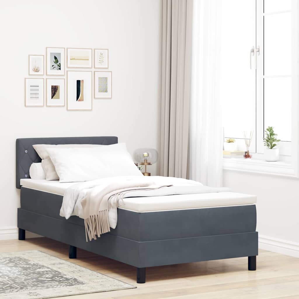 Dark Blue Box Spring Bed 100 x 200 cm Velvet