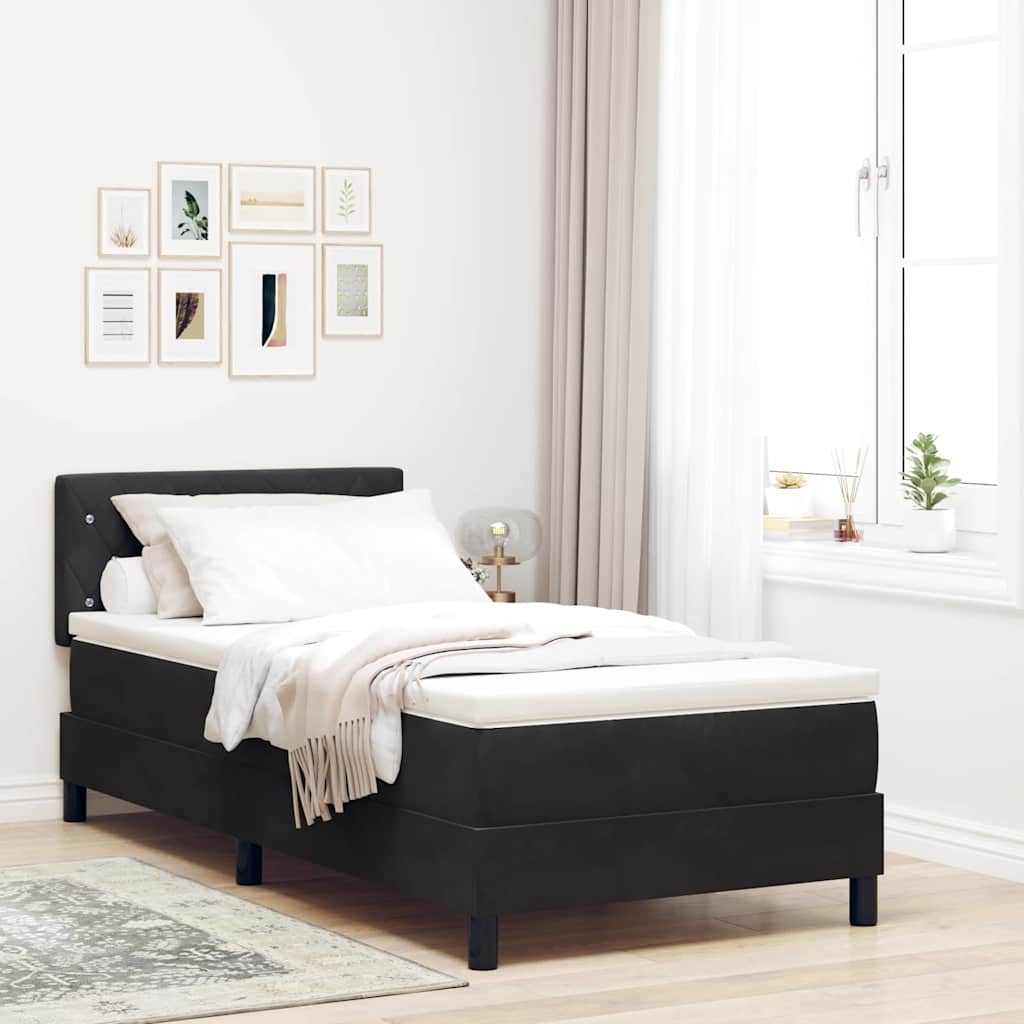Dark Blue Box Spring Bed 100 x 200 cm Velvet