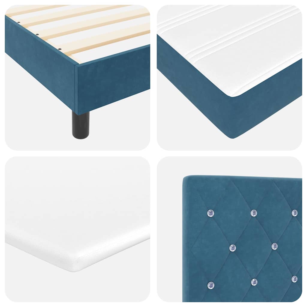 Cama tipo Box Spring Azul Oscuro 100 x 200 cm Terciopelo