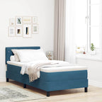 Cama tipo Box Spring Azul Oscuro 100 x 200 cm Terciopelo