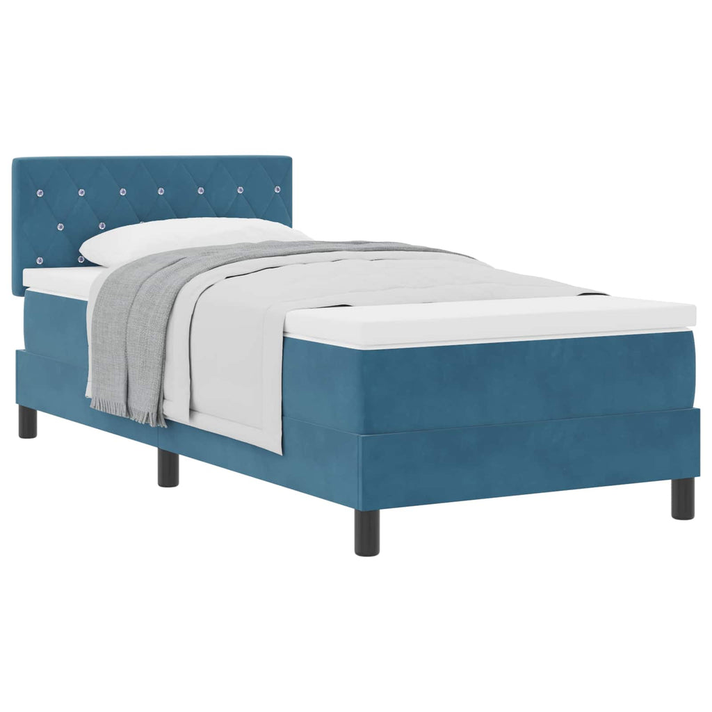Cama tipo Box Spring Azul Oscuro 100 x 200 cm Terciopelo