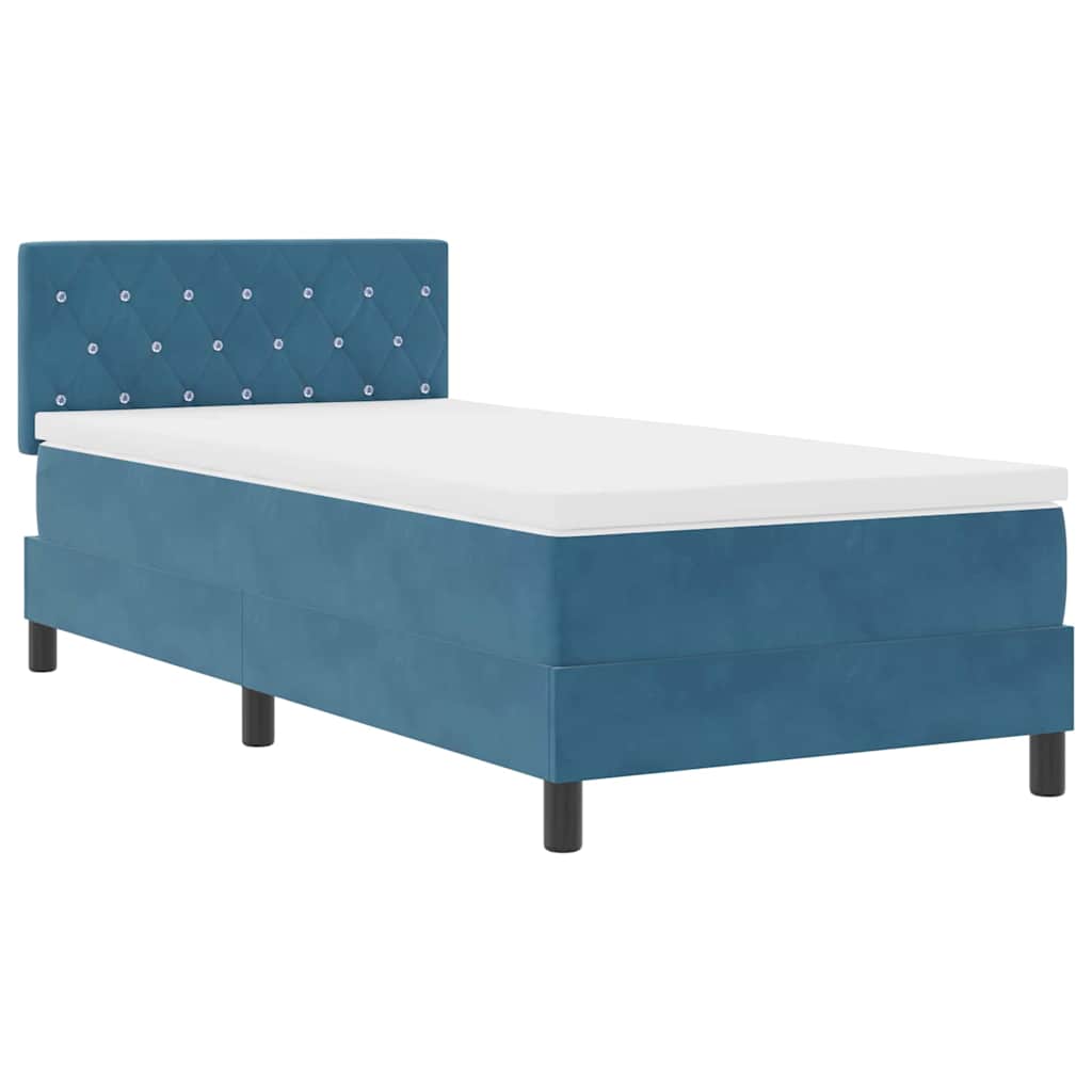 Cama tipo Box Spring Azul Oscuro 100 x 200 cm Terciopelo