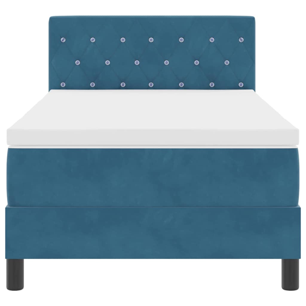 Cama tipo Box Spring Azul Oscuro 100 x 200 cm Terciopelo