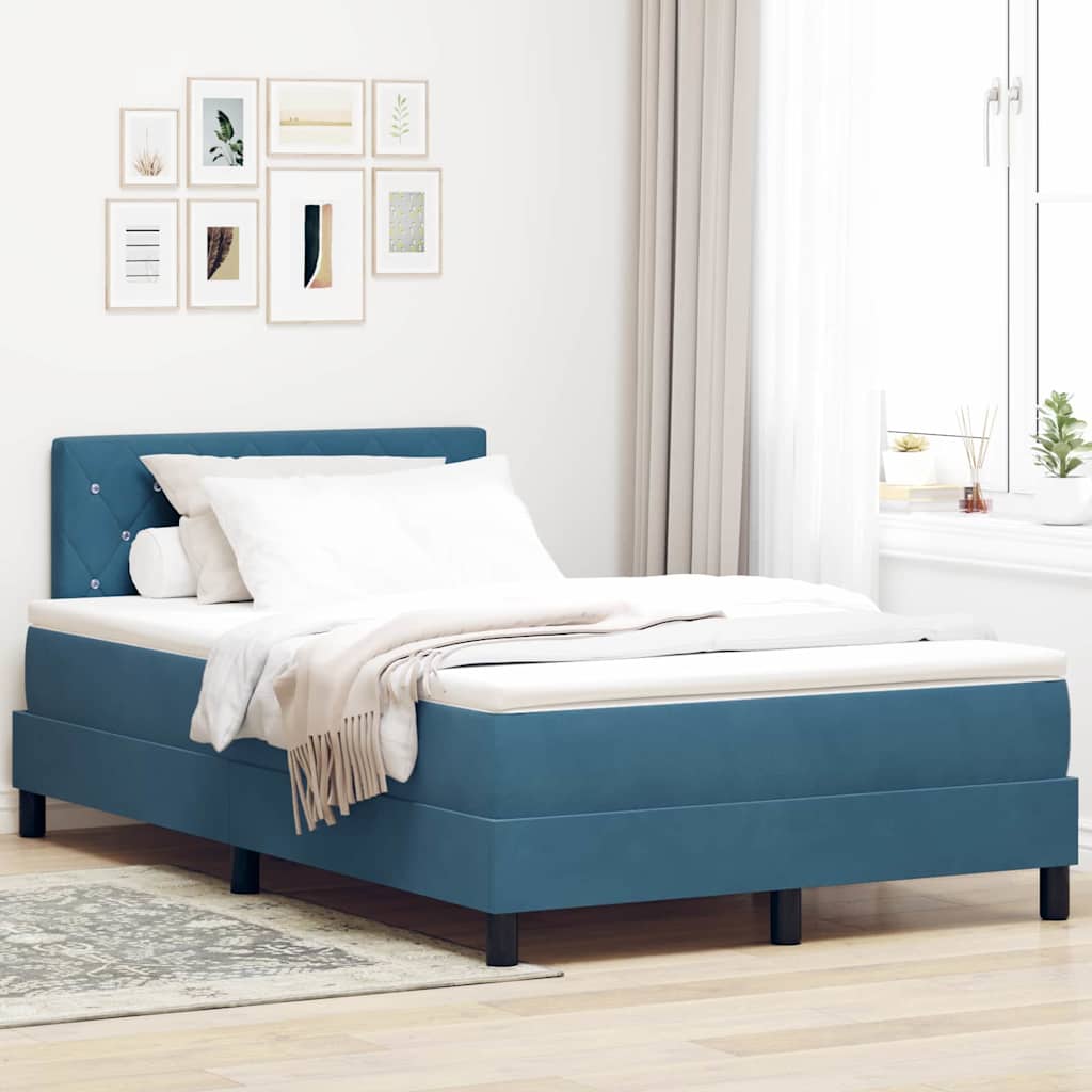 Dark Blue Box Spring Bed 100 x 200 cm Velvet