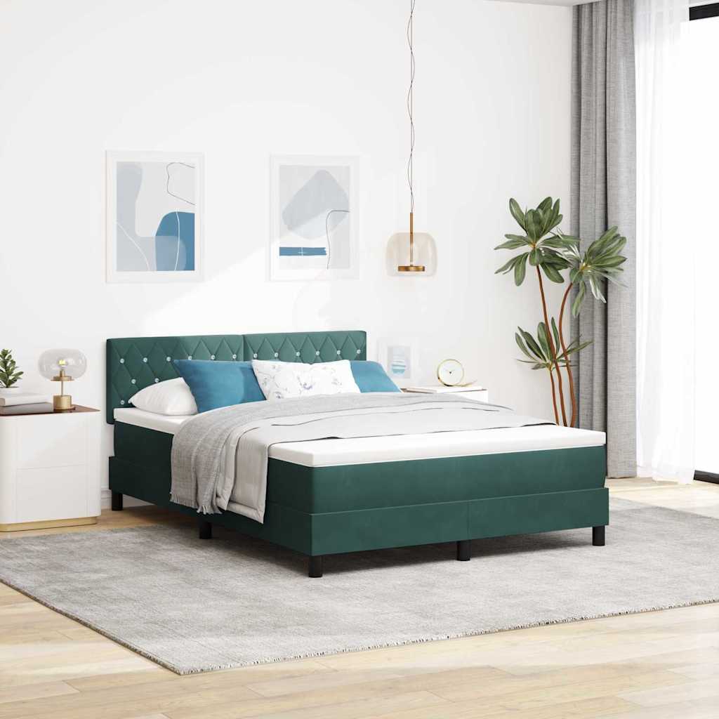 Dark Blue Box Spring Bed 100 x 200 cm Velvet