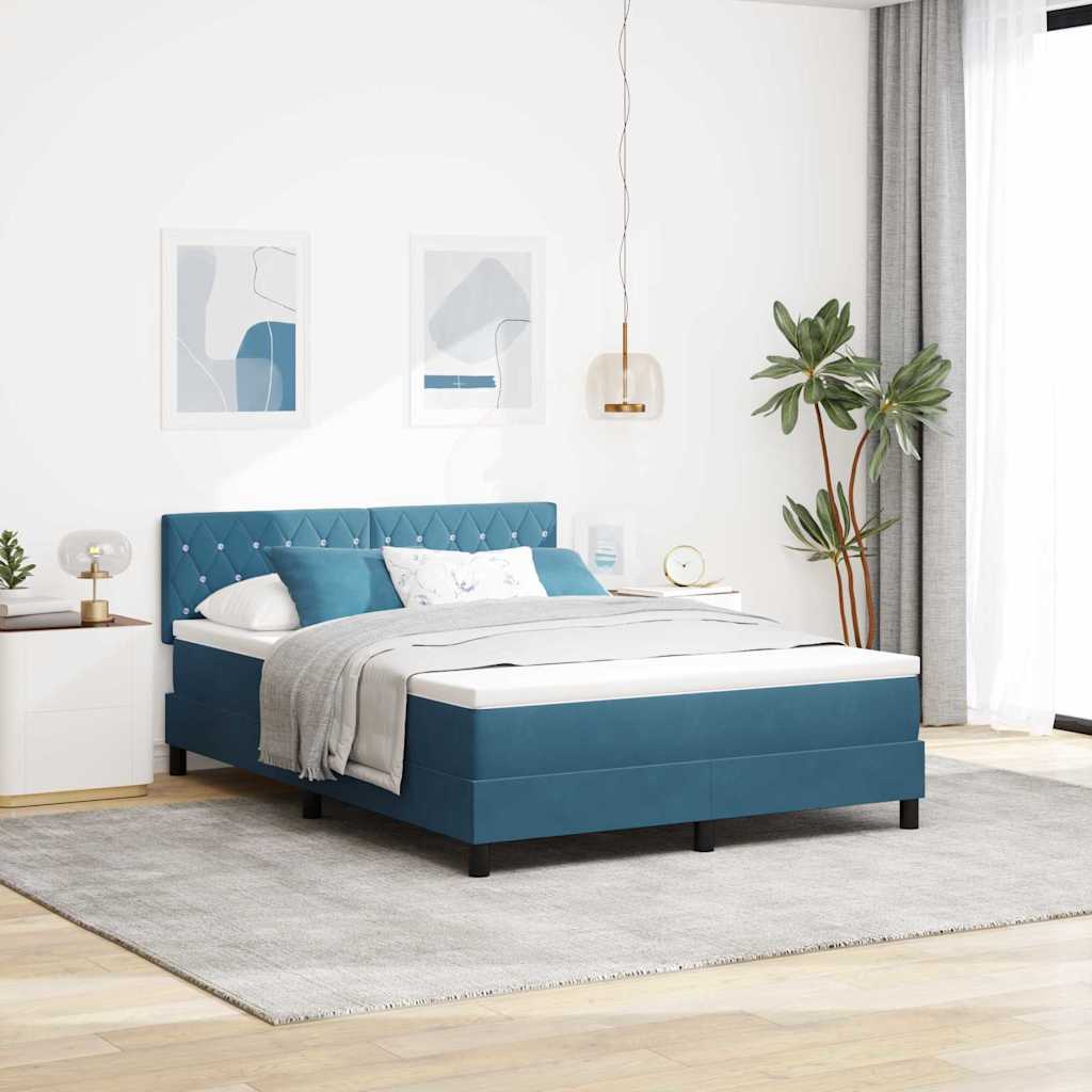 Dark Blue Box Spring Bed 100 x 200 cm Velvet