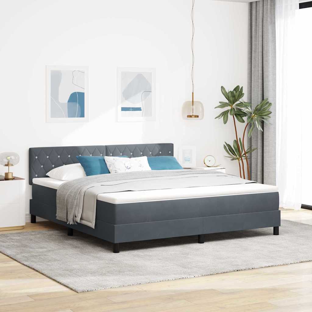 Dark Blue Box Spring Bed 100 x 200 cm Velvet