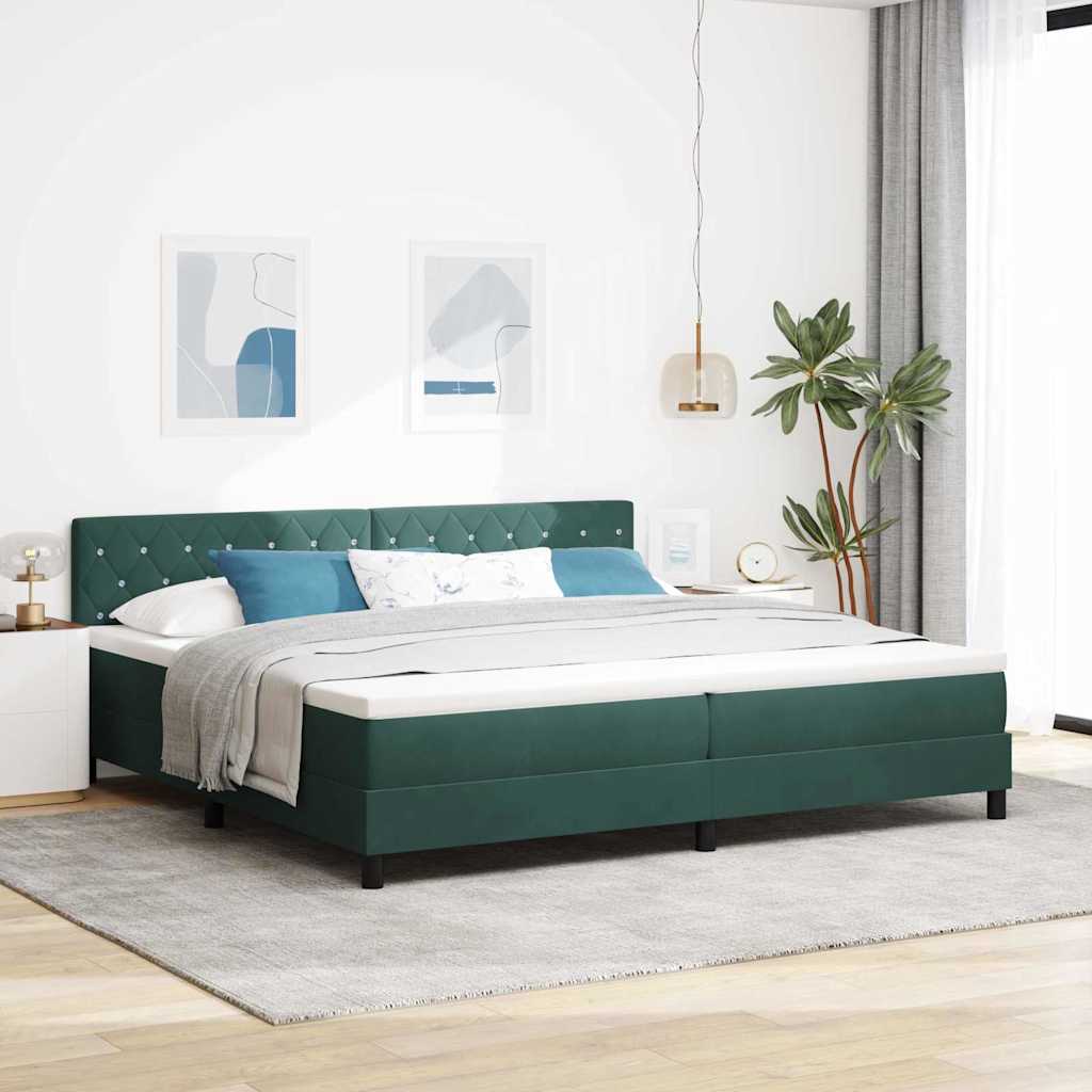 Dark Blue Box Spring Bed 100 x 200 cm Velvet