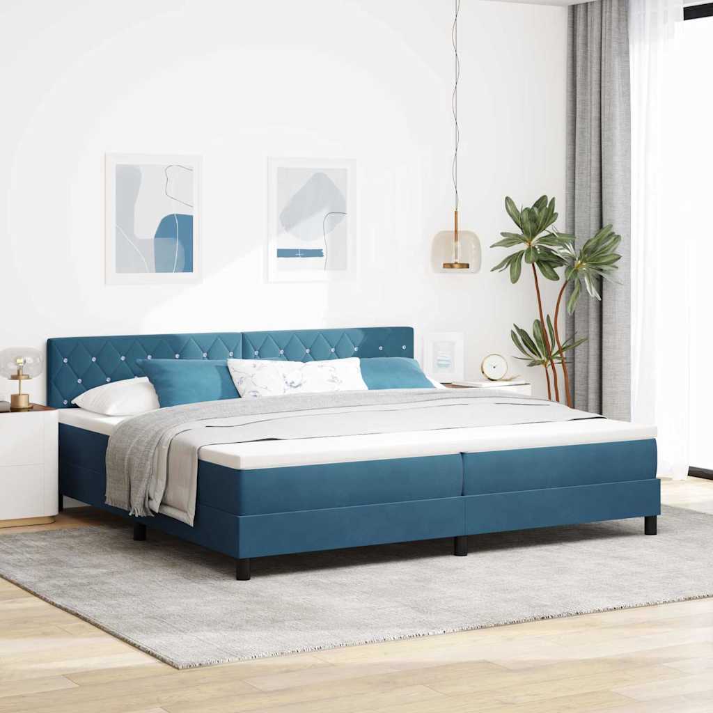 Dark Blue Box Spring Bed 100 x 200 cm Velvet