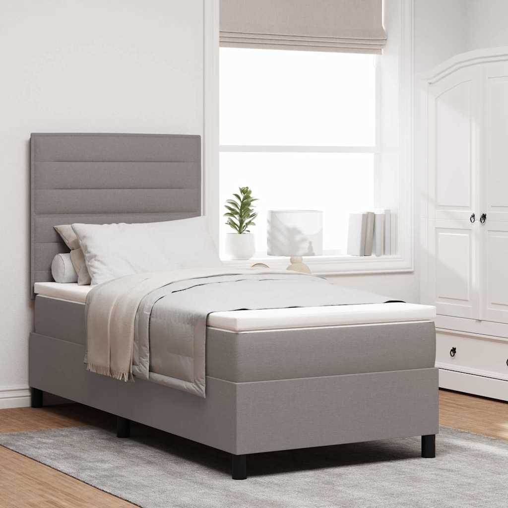 Box spring bed with blue mattress 100 x 200 cm fabric