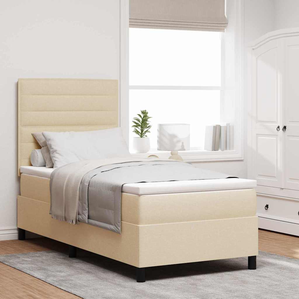 Box spring bed with blue mattress 100 x 200 cm fabric