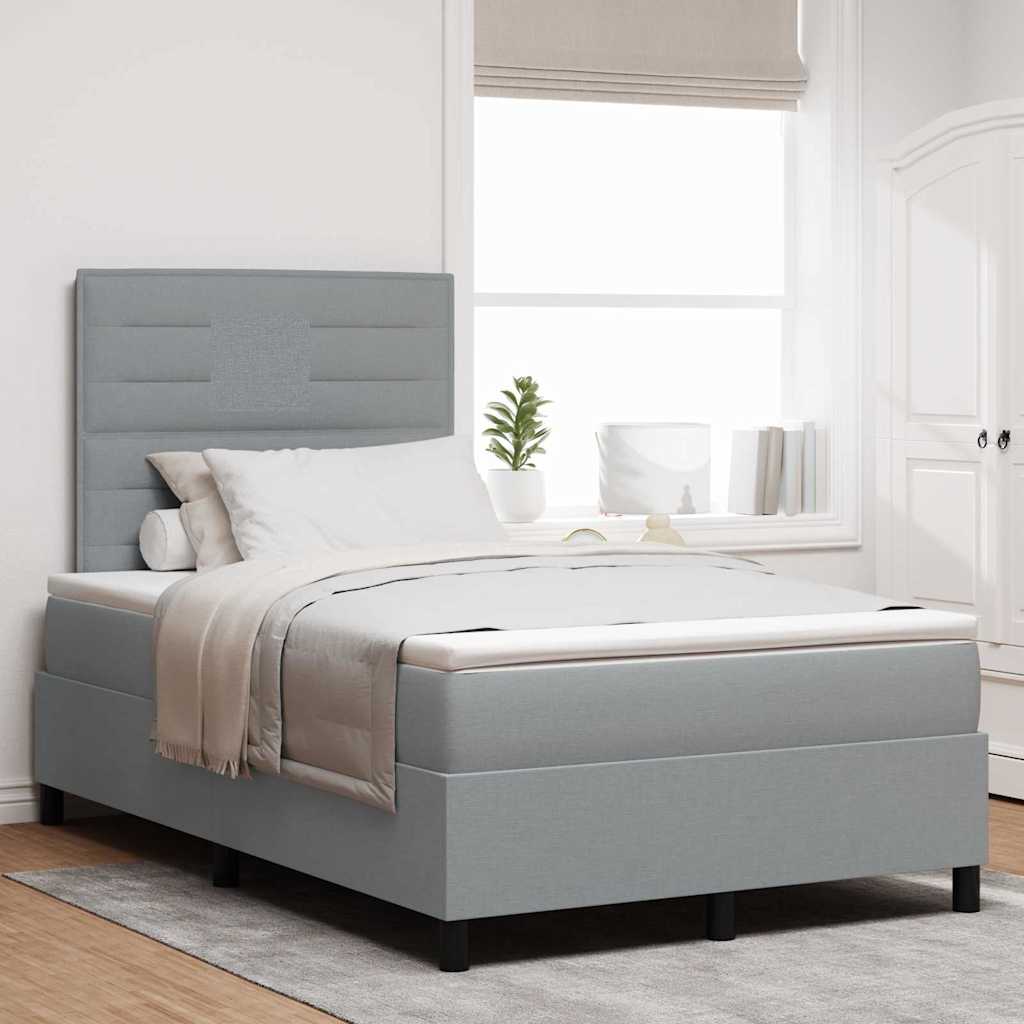 Box spring bed with blue mattress 100 x 200 cm fabric