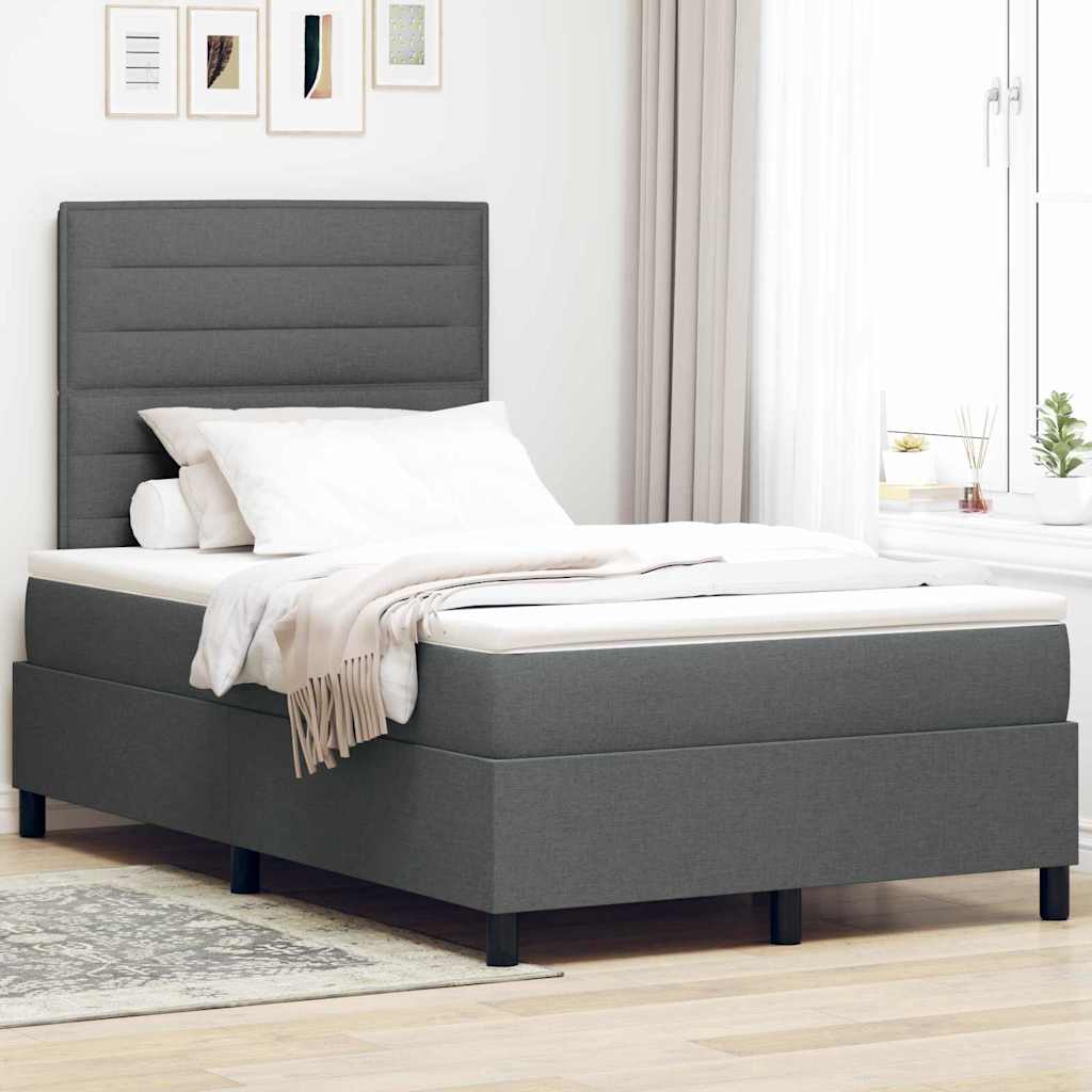 Box spring bed with blue mattress 100 x 200 cm fabric