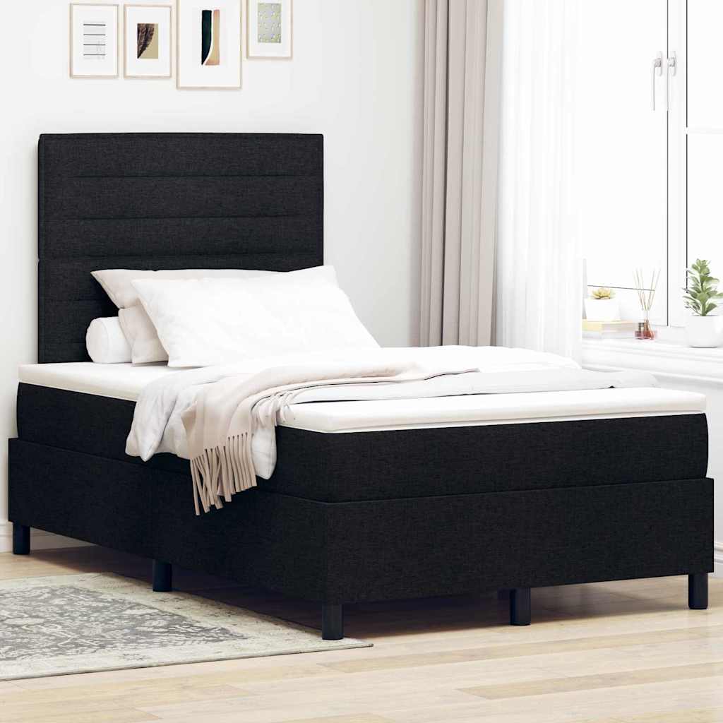 Box spring bed with blue mattress 100 x 200 cm fabric