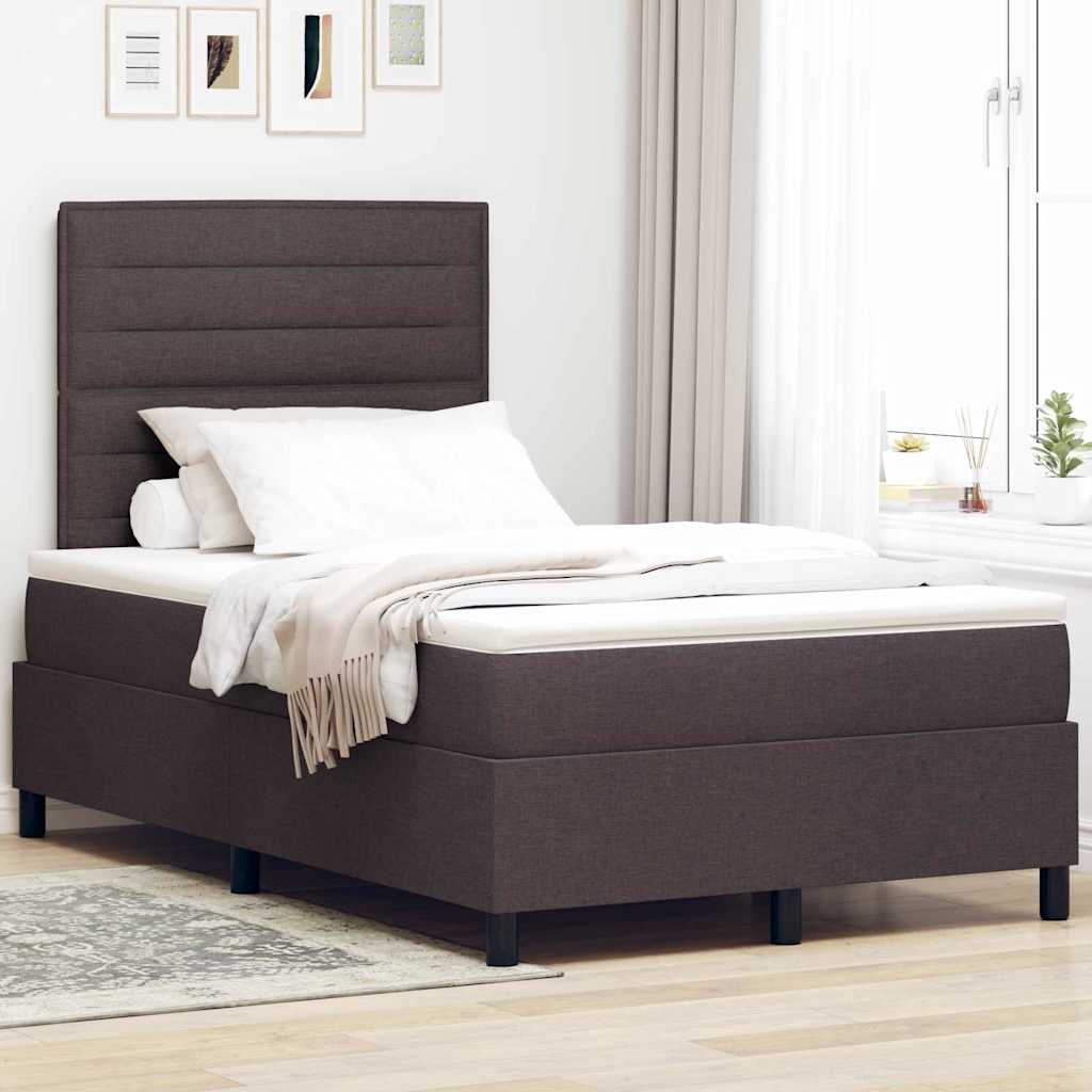 Box spring bed with blue mattress 100 x 200 cm fabric