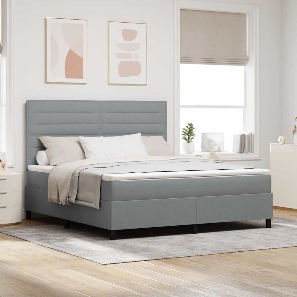 Box spring bed with blue mattress 100 x 200 cm fabric