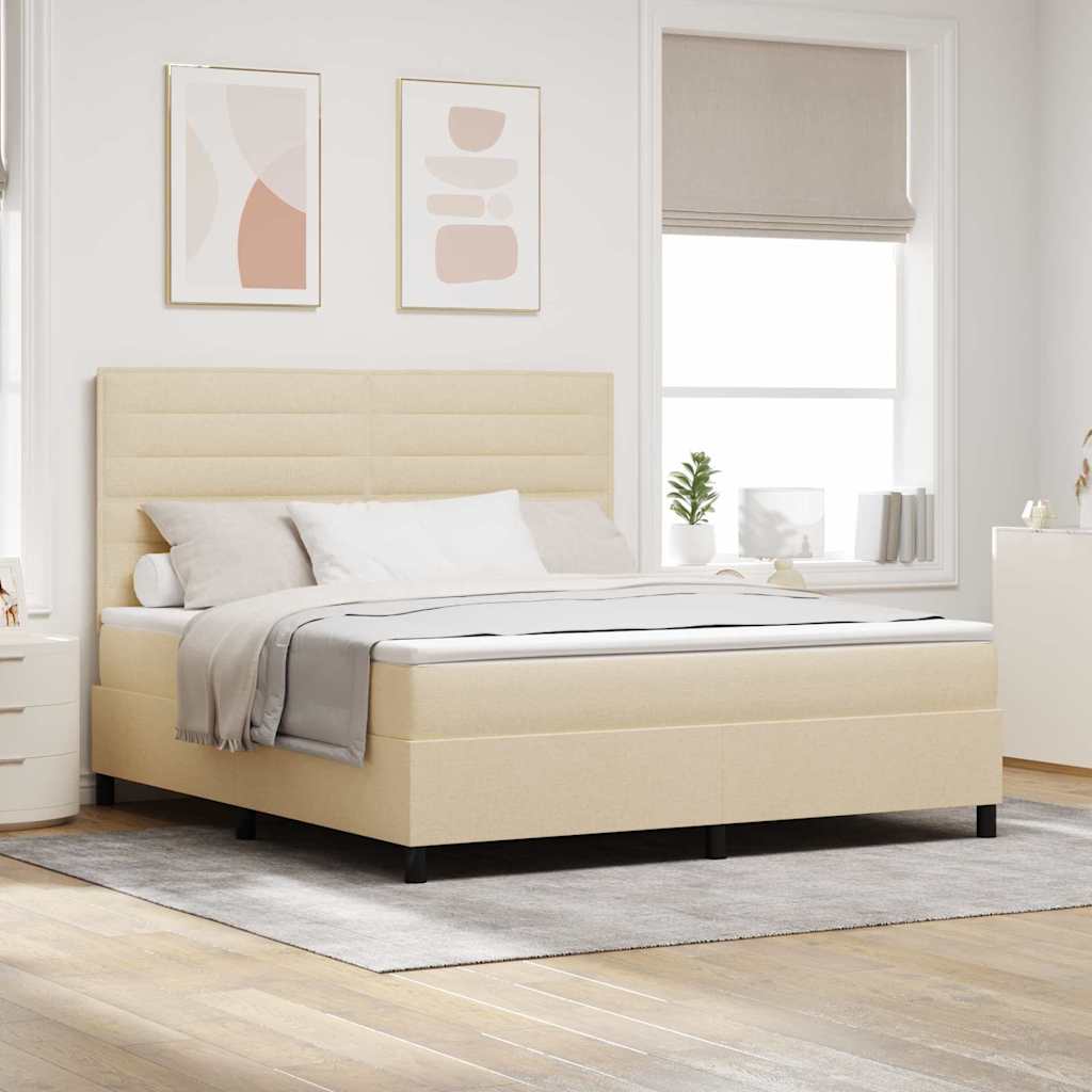 Box spring bed with blue mattress 100 x 200 cm fabric