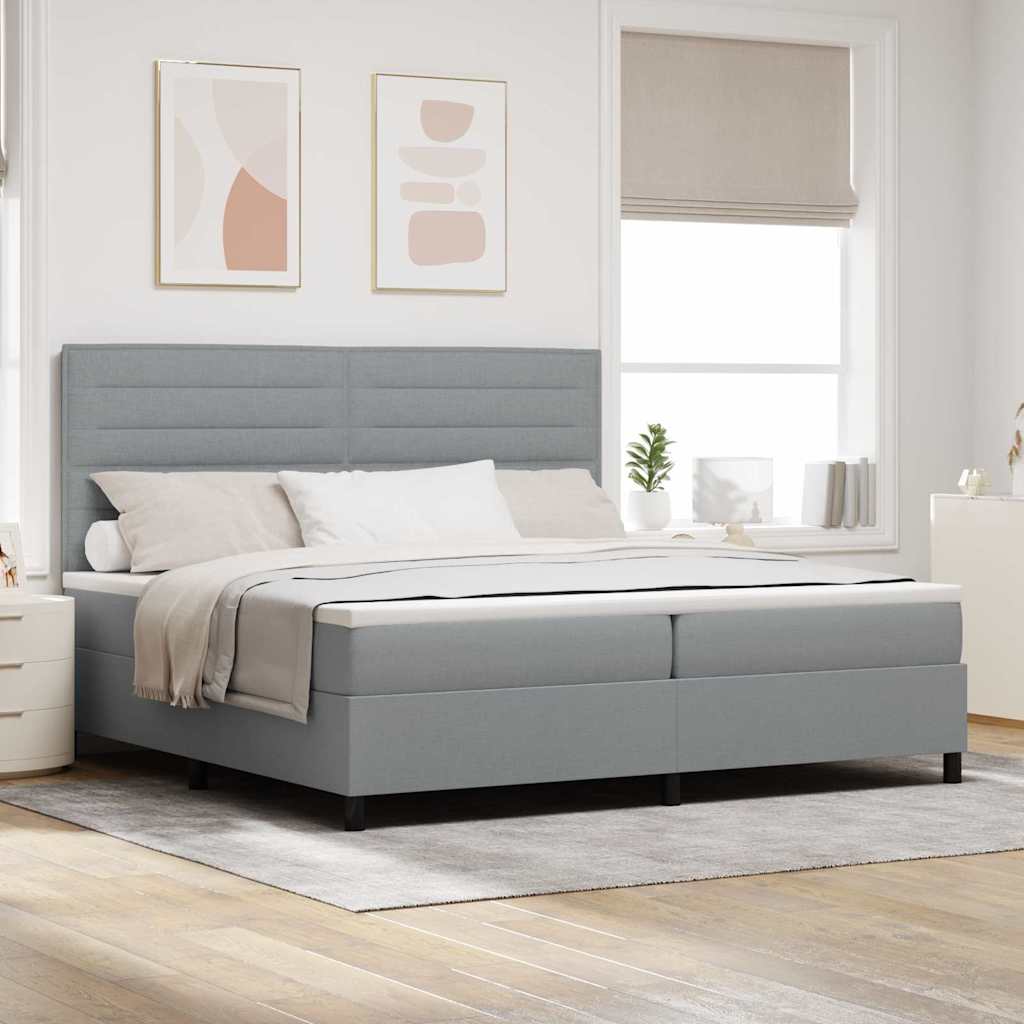 Box spring bed with blue mattress 100 x 200 cm fabric