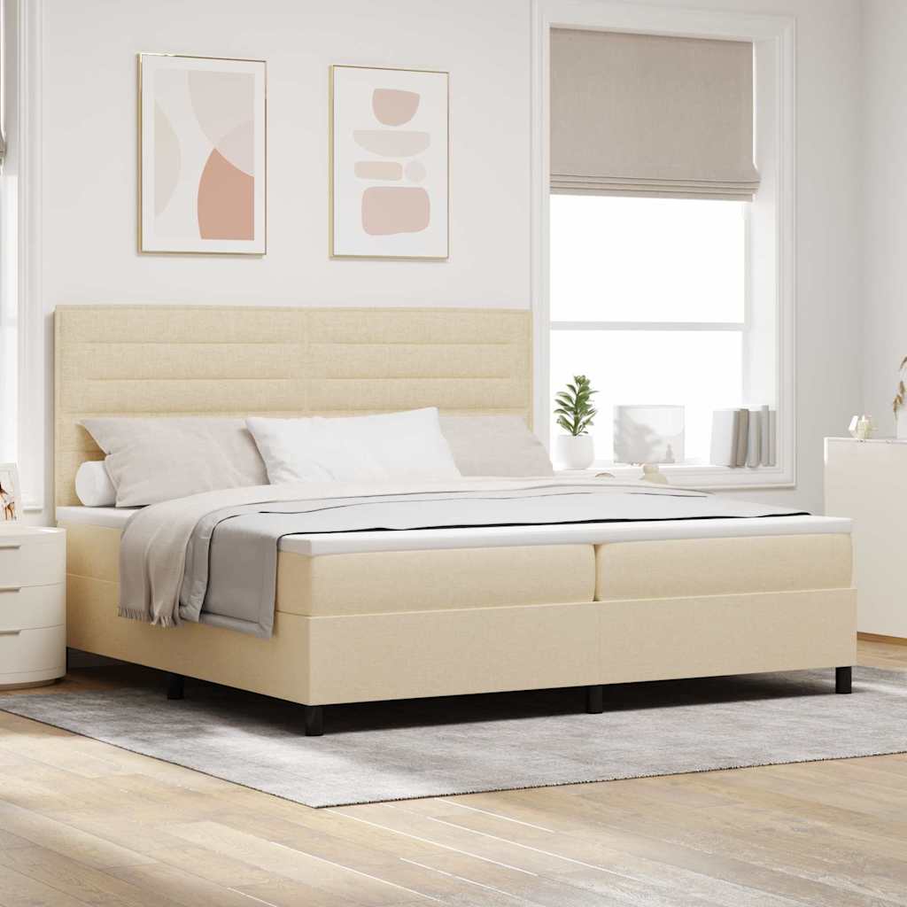 Box spring bed with blue mattress 100 x 200 cm fabric