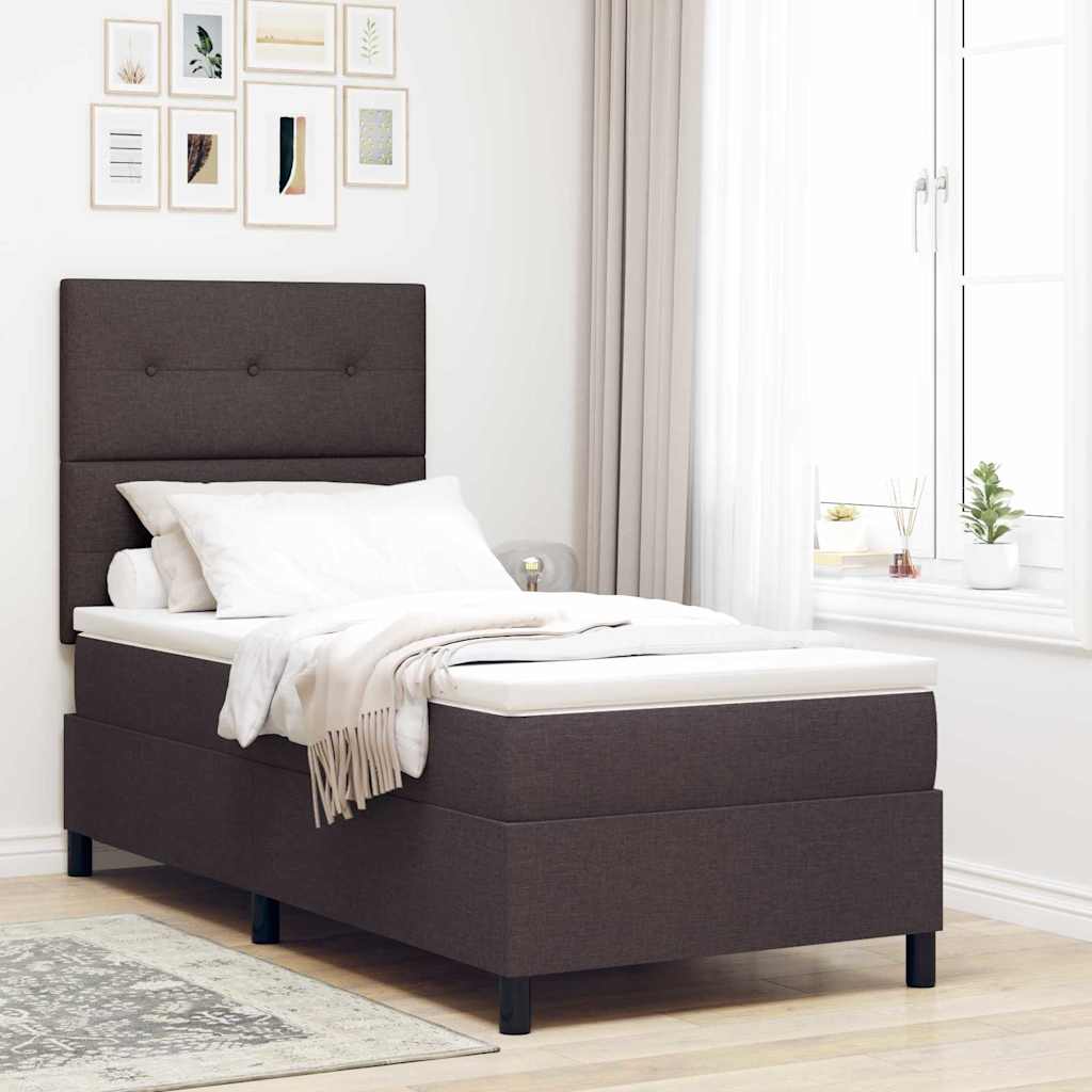 Box spring bed with blue mattress 100 x 200 cm fabric