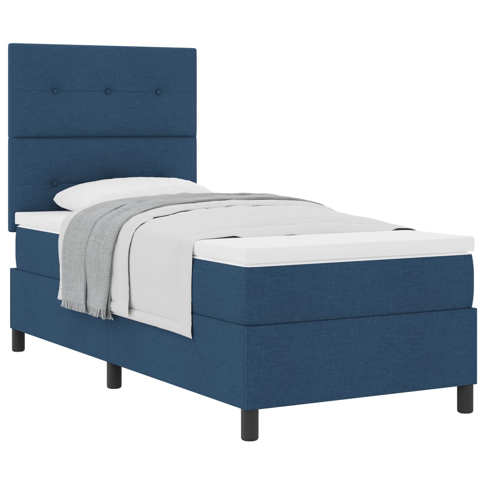 Cama tipo Box Spring con colchón Azul 100 x 200 cm tela