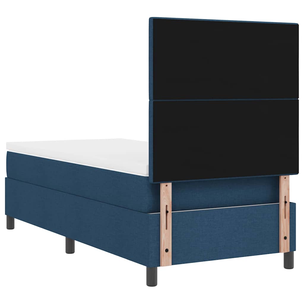 Cama tipo Box Spring con colchón Azul 100 x 200 cm tela