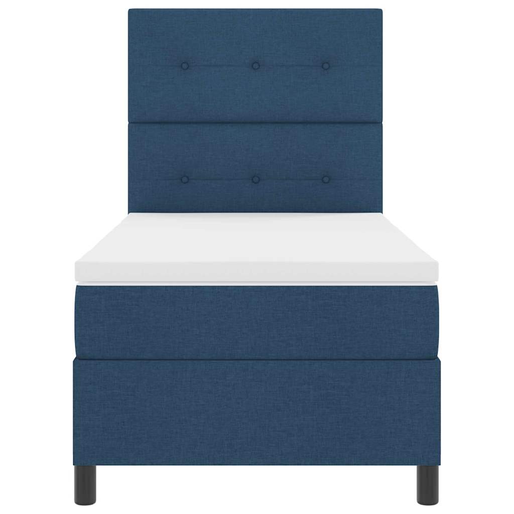 Cama tipo Box Spring con colchón Azul 100 x 200 cm tela