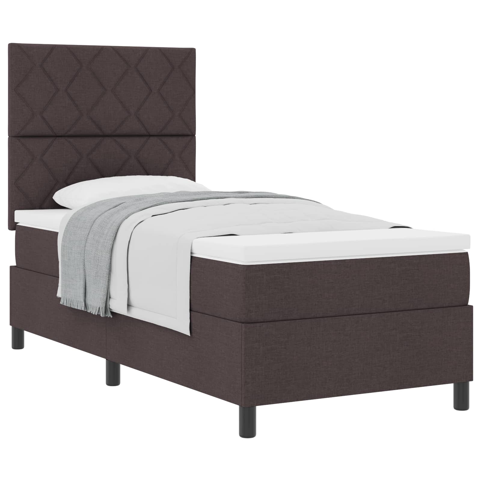 Box spring bed with blue mattress 100 x 200 cm fabric