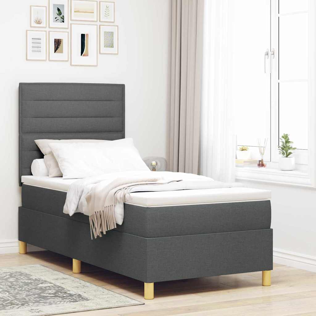Cama tipo Box Spring com colchão Azul 100 x 200 cm tecido
