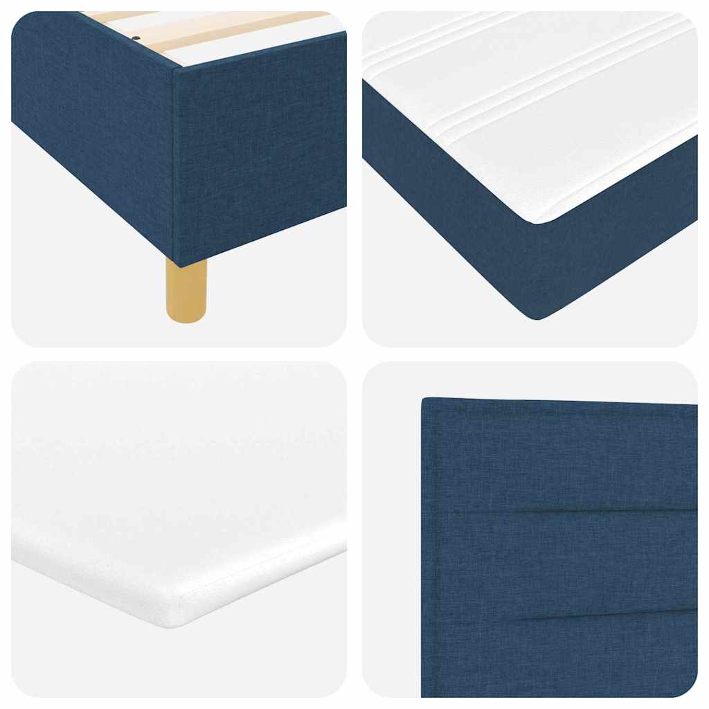 Cama tipo Box Spring com colchão Azul 100 x 200 cm tecido