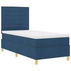 Cama tipo Box Spring com colchão Azul 100 x 200 cm tecido