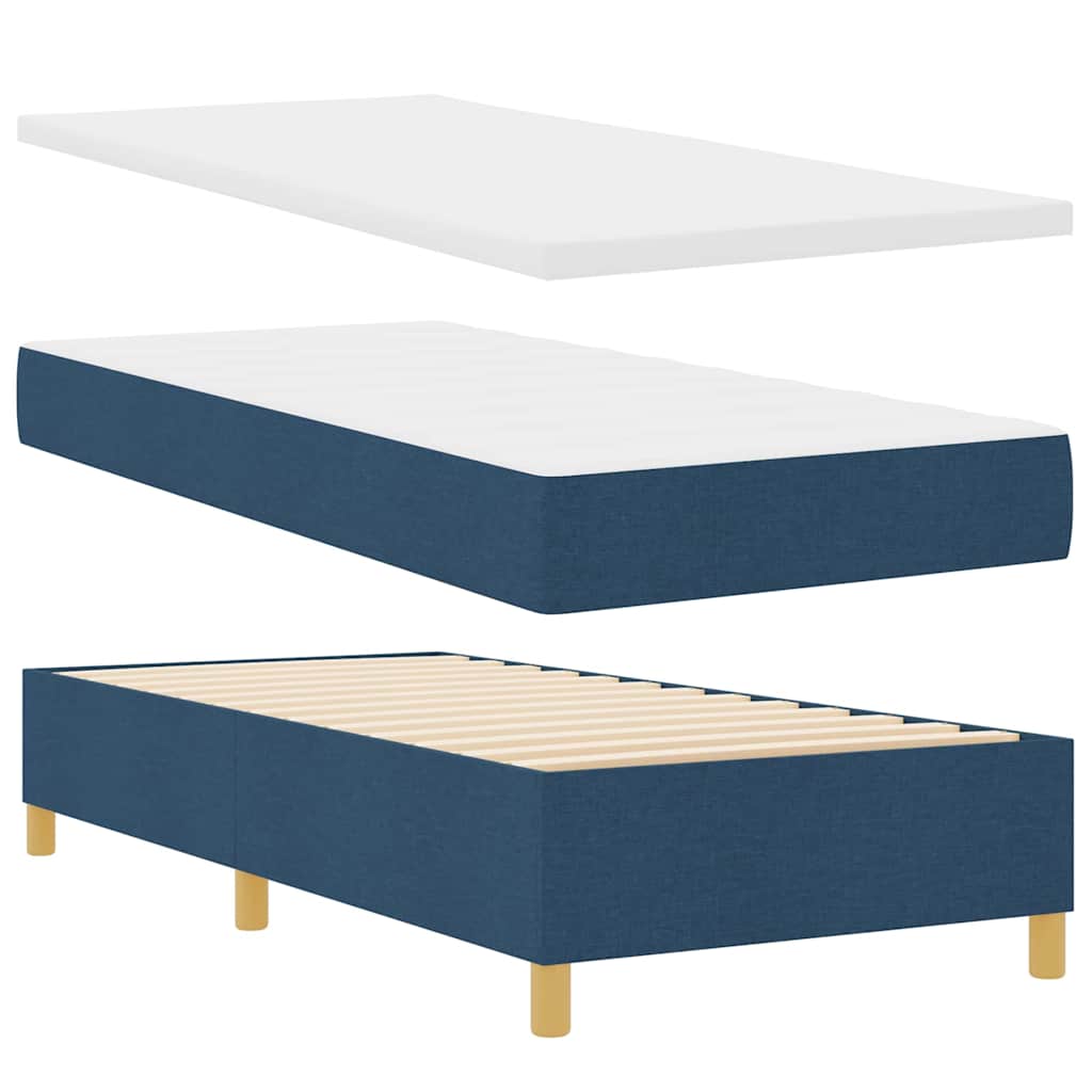 Cama tipo Box Spring com colchão Azul 100 x 200 cm tecido
