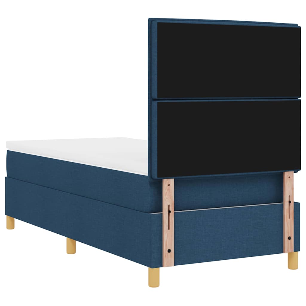 Cama tipo Box Spring com colchão Azul 100 x 200 cm tecido