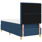 Cama tipo Box Spring com colchão Azul 100 x 200 cm tecido