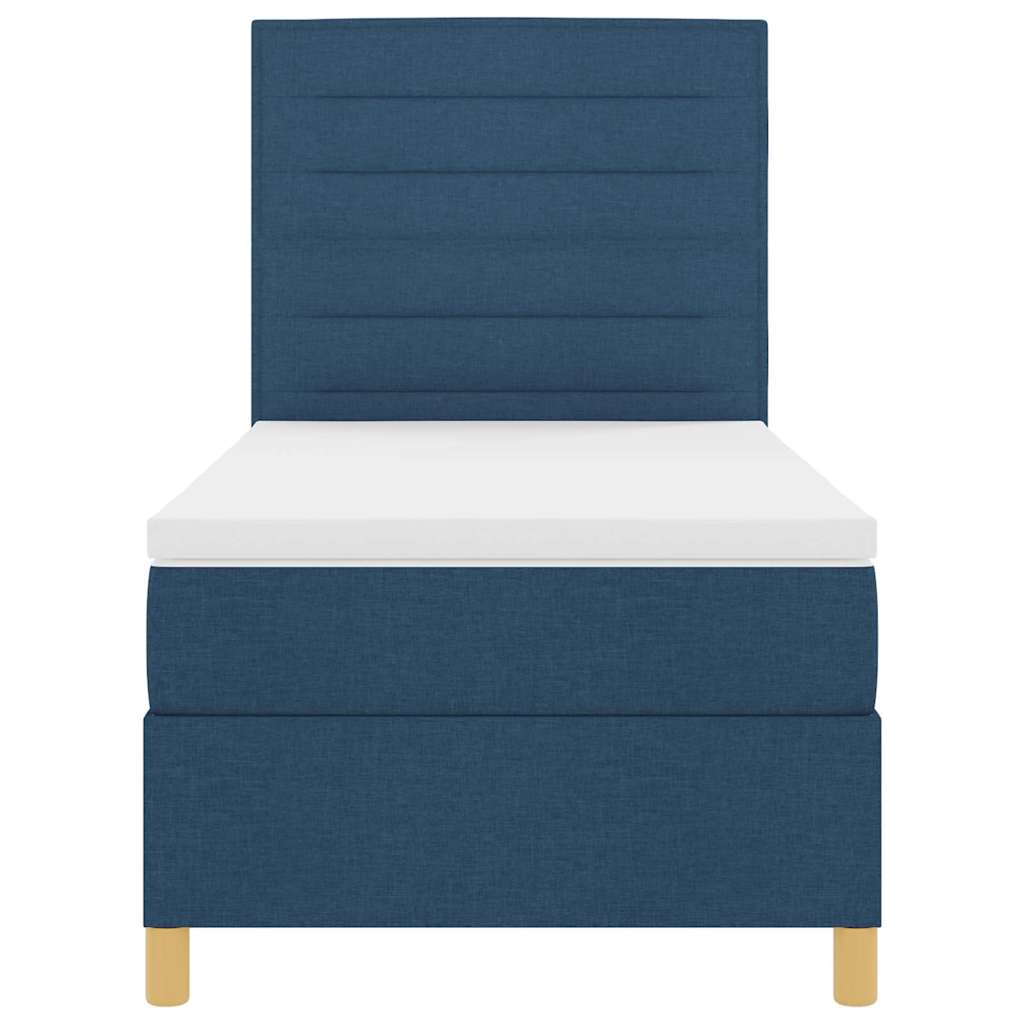 Cama tipo Box Spring com colchão Azul 100 x 200 cm tecido