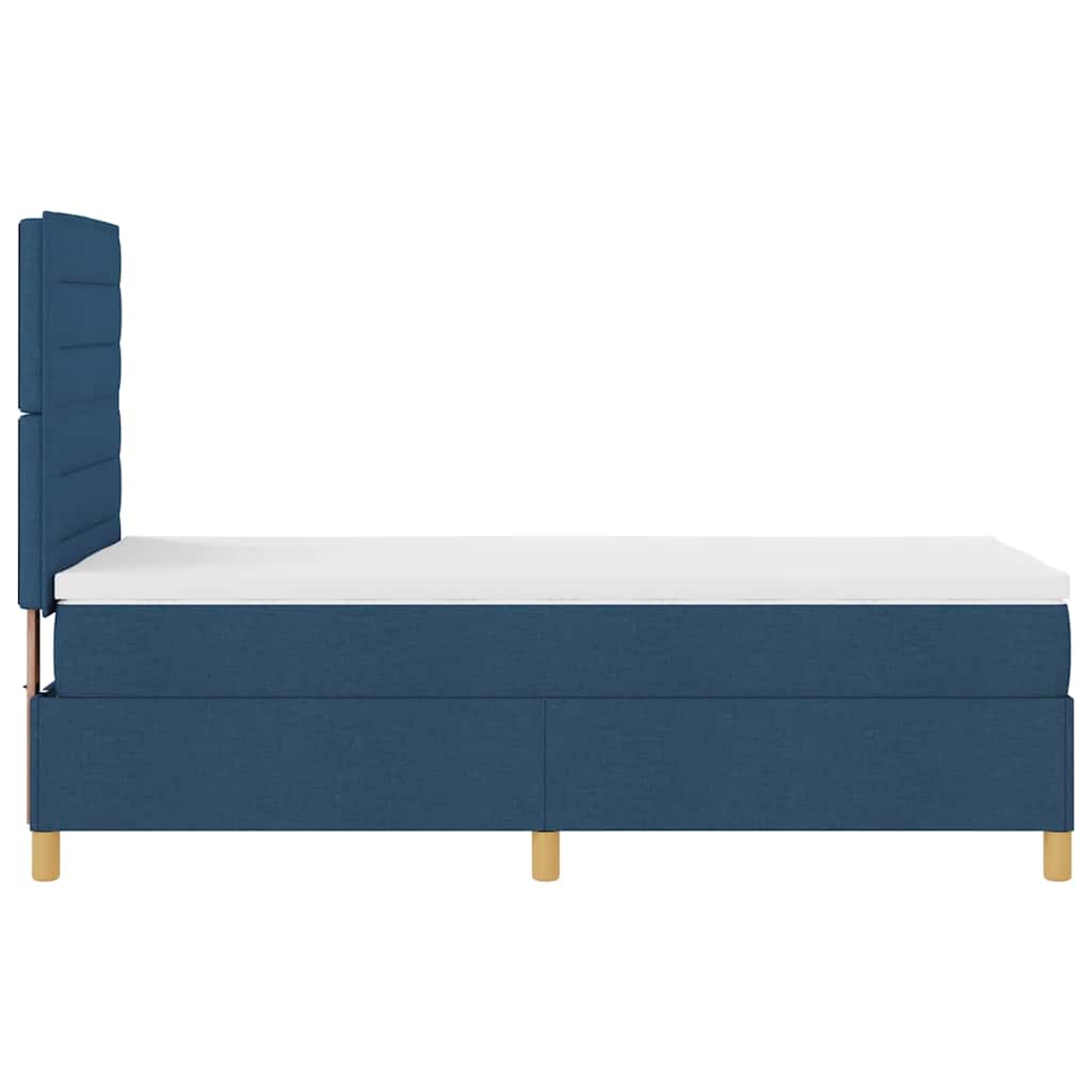 Cama tipo Box Spring com colchão Azul 100 x 200 cm tecido