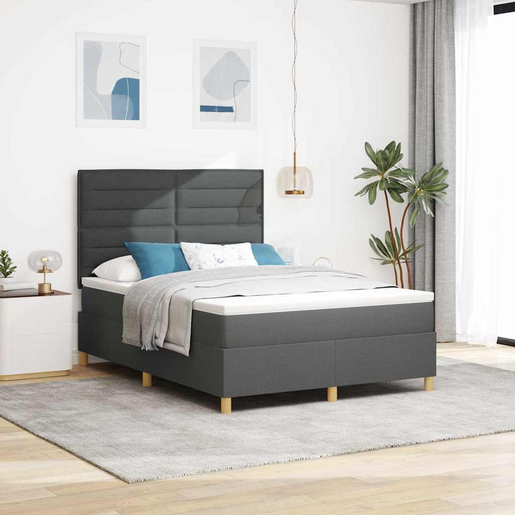 Cama tipo Box Spring com colchão Azul 100 x 200 cm tecido