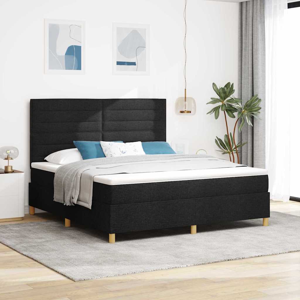 Cama tipo Box Spring com colchão Azul 100 x 200 cm tecido