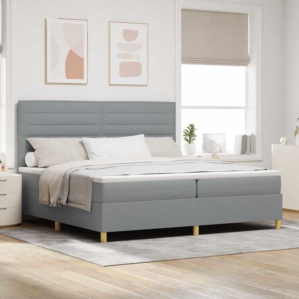 Cama tipo Box Spring com colchão Azul 100 x 200 cm tecido