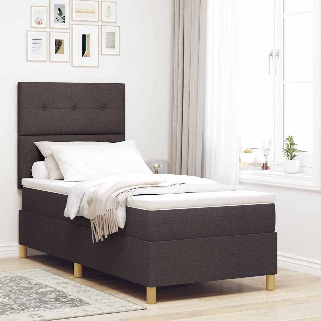 Cama tipo Box Spring com colchão Azul 100 x 200 cm tecido